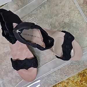 Wedges by Lucky Brand Crocheted Style Black Size 10